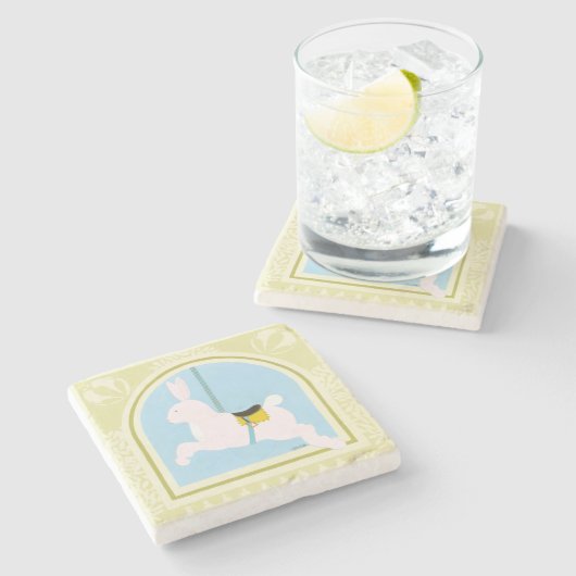 Carousel Rabbit von June Erica Vess Steinuntersetzer (Seitenansicht)