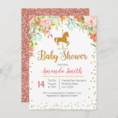 Carousel Rose Gold Baby Dusche Einladung (Vorne/Hinten)