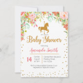Carousel Rose Gold Baby Dusche Einladung (Vorderseite)