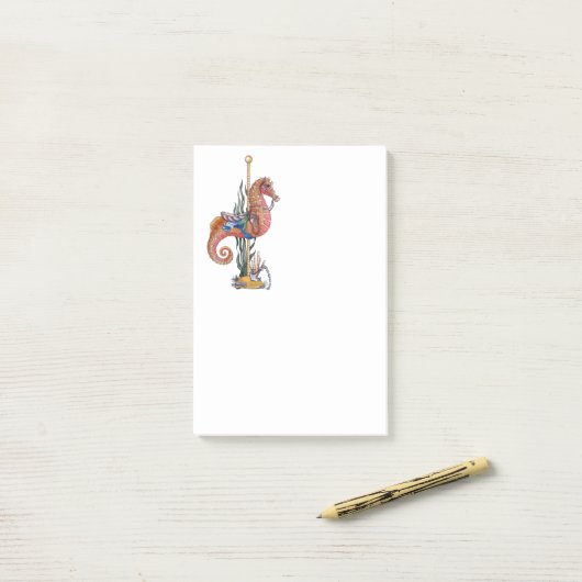 Carousel-Seepferd Post-it Klebezettel (Auf Schreibtisch)