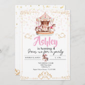 Carousel Thema Geburtstag Einladung (Vorne/Hinten)