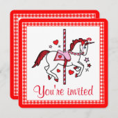 Carousel Unicorn Valentinstag Party Einladung (Vorne/Hinten)
