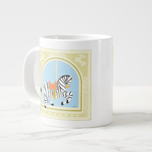 Carousel Zebra von June Erica Vess Jumbo-Tasse (Vorderseite Links)