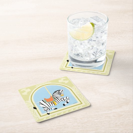 Carousel Zebra von June Erica Vess Rechteckiger Pappuntersetzer (Vor Ort)