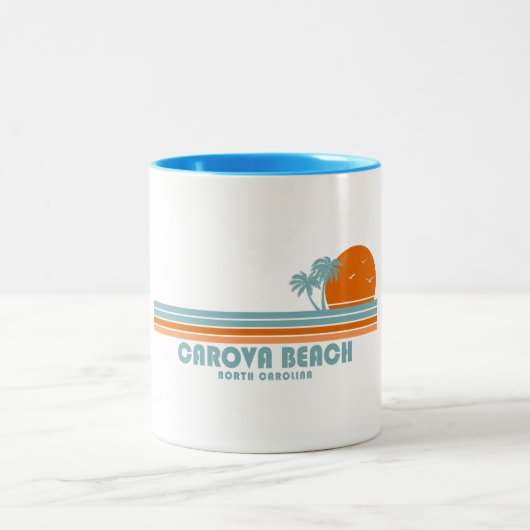 Carova Beach North Carolina Sun Palm Trees Zweifarbige Tasse (Mittel)