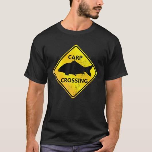 Carp Crossing Funny Warning Sign Carp Fishing Angl T-Shirt (Vorderseite)