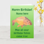 Carp Fish Birthday card Karte (Gelbe Blume)