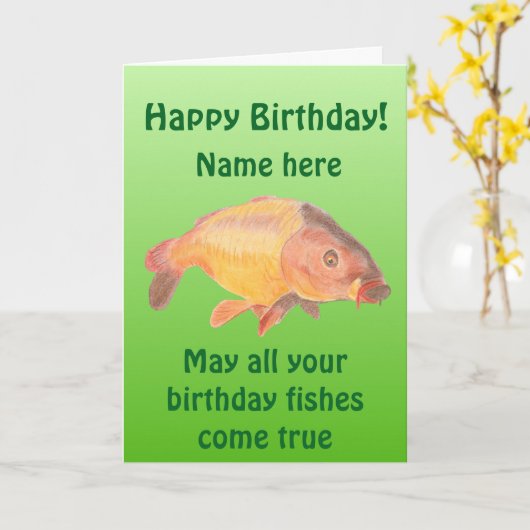 Carp Fish Birthday card Karte (Gelbe Blume)