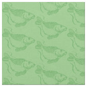 Carp Fish Print Khaki Green Fishing Stoff (Nahaufnahme)