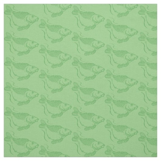 Carp Fish Print Khaki Green Fishing Stoff (Muster)