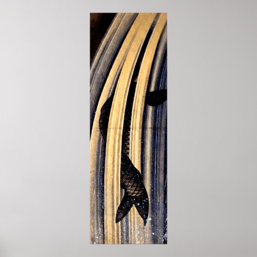 Carp Leaping up a Cascade von Hokusai Poster (Vorne)