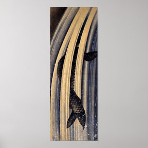 Carp Leaping Up Wasserfall Hokusai Fine Art Poster