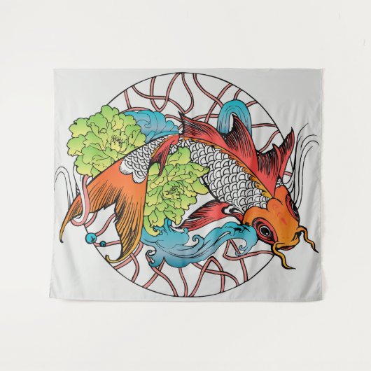 Carp Mandala Wandteppich (Vorderseite (Horizontal))