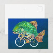 Carp Riding A Bicycle Postkarte (Vorne/Hinten)