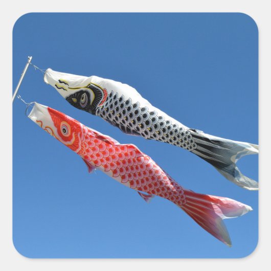Carp Streamers (Koinobori): Tokio, Japan Quadratischer Aufkleber (Vorderseite)