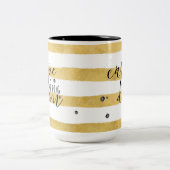 Carpe das f'ing Diem Goldstreifen-Muster Zweifarbige Tasse (Mittel)