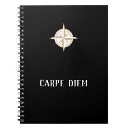 Carpe Diem auf Schwarz mit Gold White Compass Notizblock