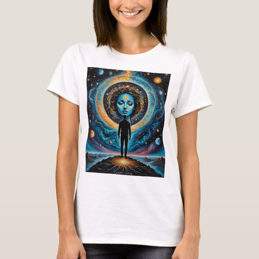 Carpe Diem Cosmic Goddess Art Shirt (Vorderseite)
