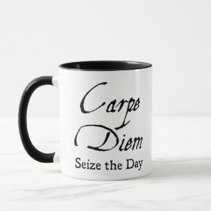 Carpe Diem Dark Academic Schwarz-Weiß Vintage Tasse