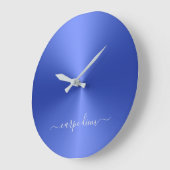 Carpe Diem Dark Blue Metallic Style Acrylic Große Wanduhr (Winkel)