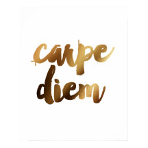 "Carpe Diem" Gold Brush Motivierend Quotenposter
