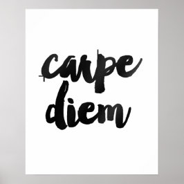 "Carpe Diem" Gold Brush Motivierend Quotenposter Poster