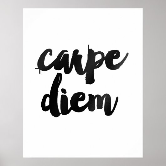 "Carpe Diem" Gold Brush Motivierend Quotenposter Poster (Vorne)