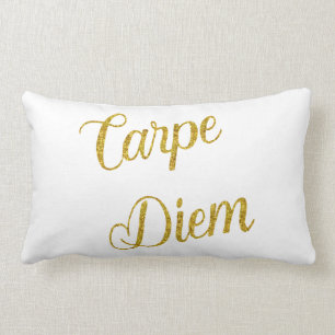 Carpe Diem Gold Imitat Glitzer Metallische Sequenz Lendenkissen