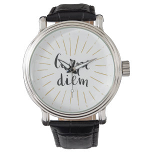 Carpe Diem Handschrift Typografie Design Armbanduhr