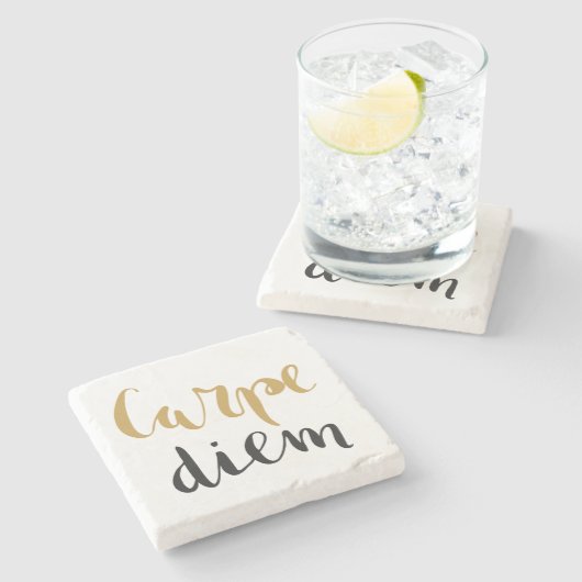 Carpe Diem - Inspirational SteinUntersetzer (Seitenansicht)