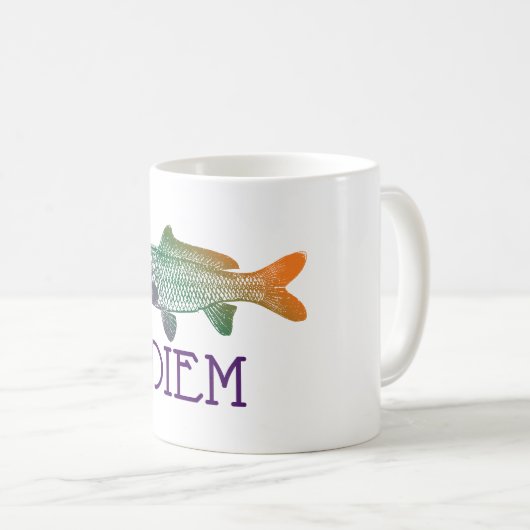 Carpe Diem | Karpfen Diem | ergreifen die Kaffeetasse (VorderseiteRechts)