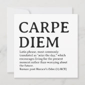 Carpe Diem lateinischer Ausspruch Feiertagskarte (Vorderseite)