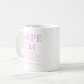 Carpe Diem lateinisches Zitat Kaffeetasse (Vorderseite Links)