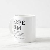 Carpe Diem lateinisches Zitat Kaffeetasse (Vorderseite Links)