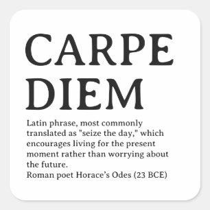 Carpe Diem lateinisches Zitat Quadratischer Aufkleber