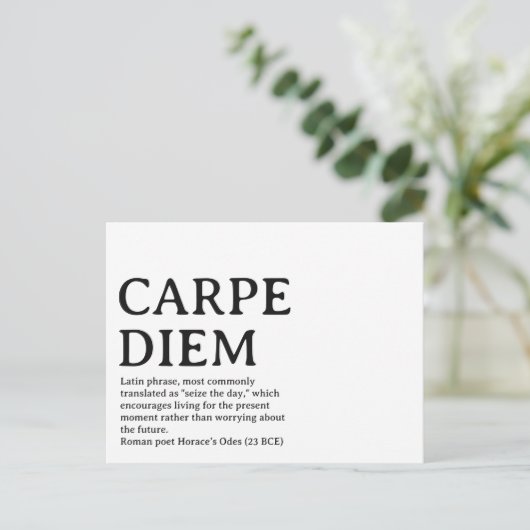 Carpe Diem latin quote Postkarte (Stehend Vorderseite)