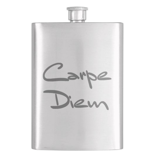 CARPE DIEM Moderner Cooler Text Flachmann (Vorderseite)