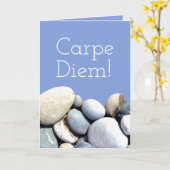Carpe Diem Motivierend Quote Typografie Kieselstei Karte (Gelbe Blume)