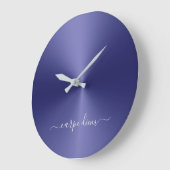 Carpe Diem Navy Blue Metallic Style Acrylic Große Wanduhr (Winkel)