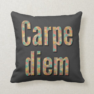 Carpe diem Nutze den Tag Geometrisch Schwarz Kissen
