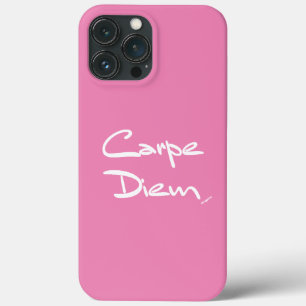 CARPE DIEM Pink White Typografy Cool iPhone Case