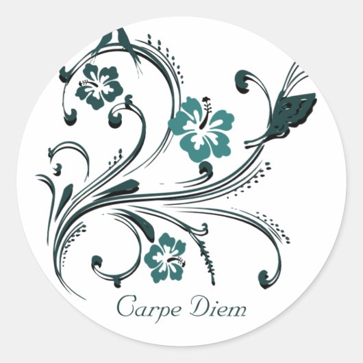 Carpe Diem Runder Aufkleber (Vorderseite)