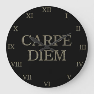 Carpe Diem schwarze Wanduhr römische Zahlen