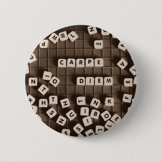 Carpe Diem Scrambled Letter Tiles Button (Vorderseite)
