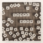 Carpe Diem Scrambled Letter Tiles Glasuntersetzer (Vorderseite)