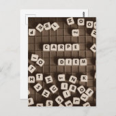 Carpe Diem Scrambled Letter Tiles Postkarte (Vorne/Hinten)
