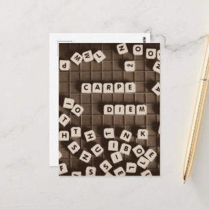 Carpe Diem Scrambled Letter Tiles Postkarte