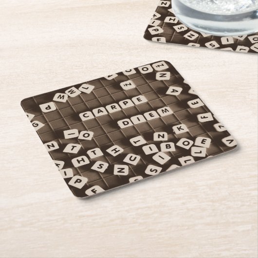 Carpe Diem Scrambled Letter Tiles Rechteckiger Pappuntersetzer (angewinkelt)