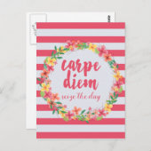 Carpe Diem / Seize der Tag rosa Zitat Postkarte (Vorne/Hinten)