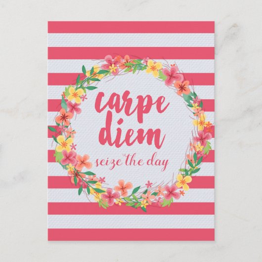 Carpe Diem / Seize der Tag rosa Zitat Postkarte (Vorderseite)